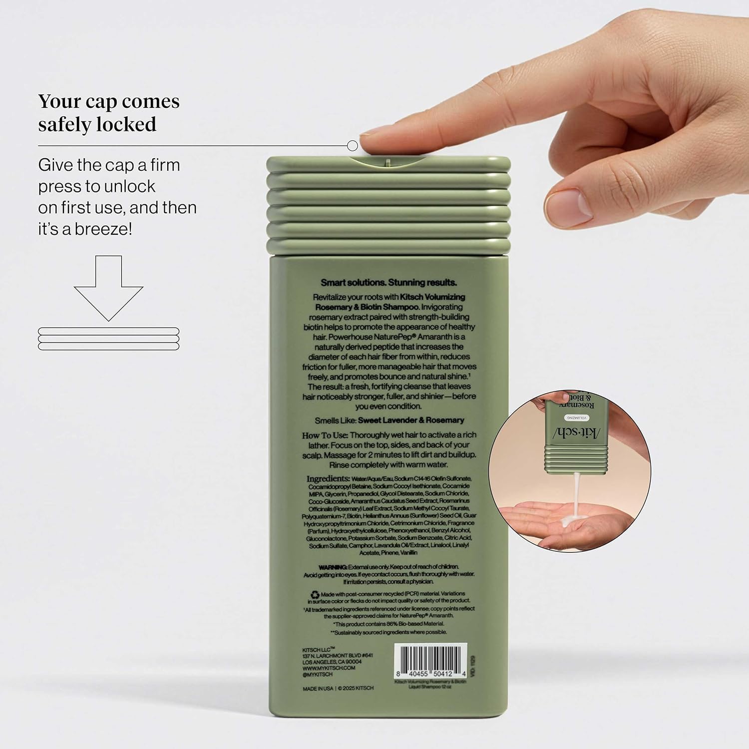 Kitsch Volumizing Rosemary & Biotin Liquid Shampoo for Hair Growth – Shampoo for Men and Women, Boosts Fullness & Shine After 1 Use – Clean Bio-Based Hair Care, Color-Safe, Made in USA – 12 oz - Image 4