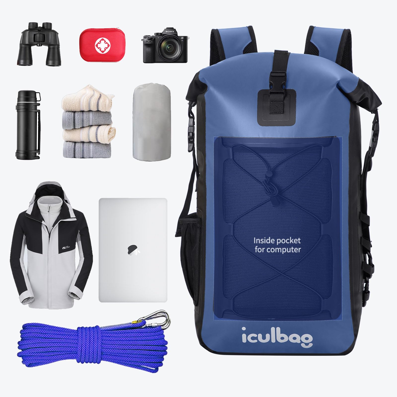 Sac Etanche 30L/40L Sac Etanche Nautique Sac A Dos Etanche Dry Bag for Plage Kayaking