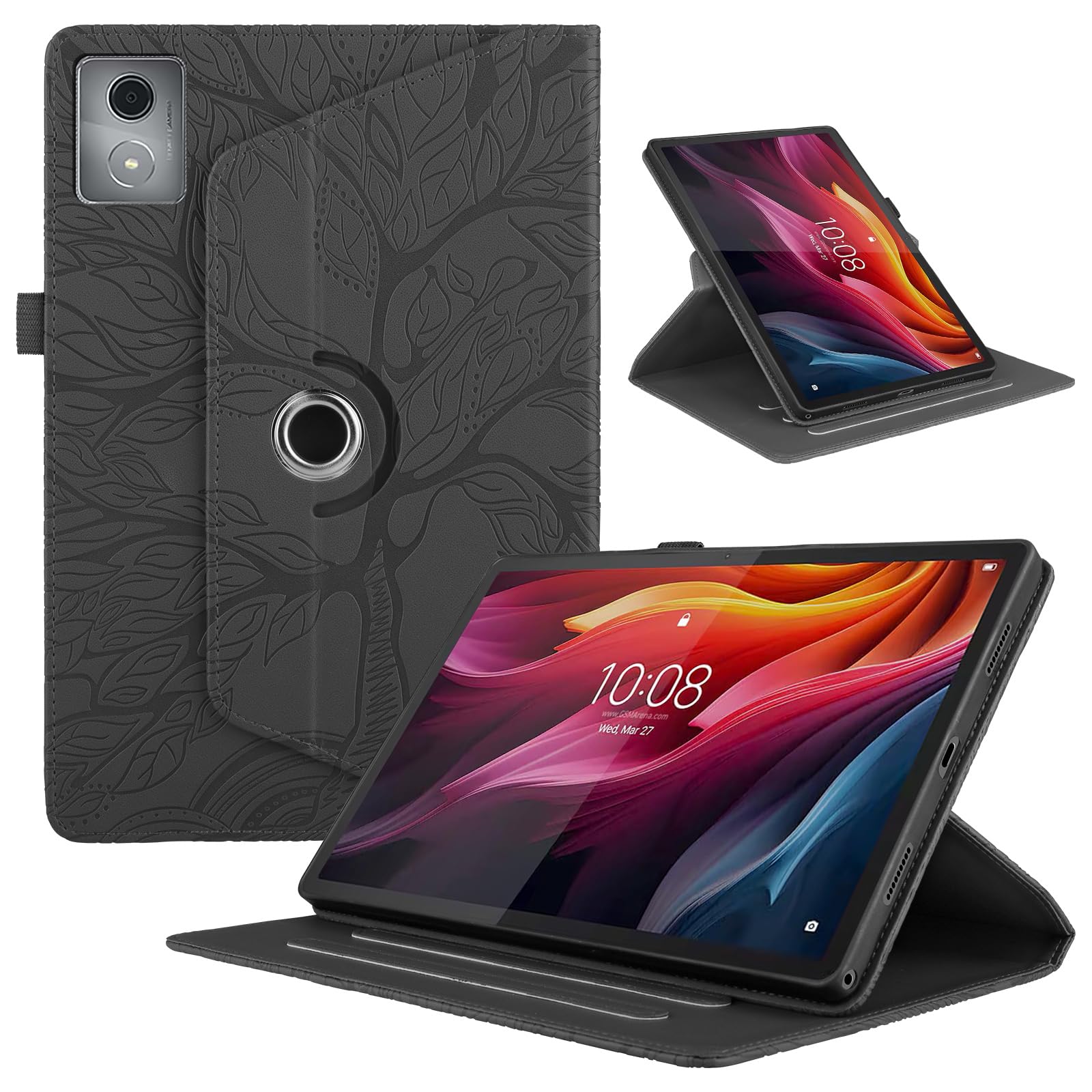Funda para Samsung Galaxy Tab S9/ S8/ S7 11" (SM-X710/X700/T870) PU Cuero Tablets Protectora Cover 360°Carcasa Giratoria de ángulo Múltiple Stand Función Tablets Funda,Rojo Árboles — view 116