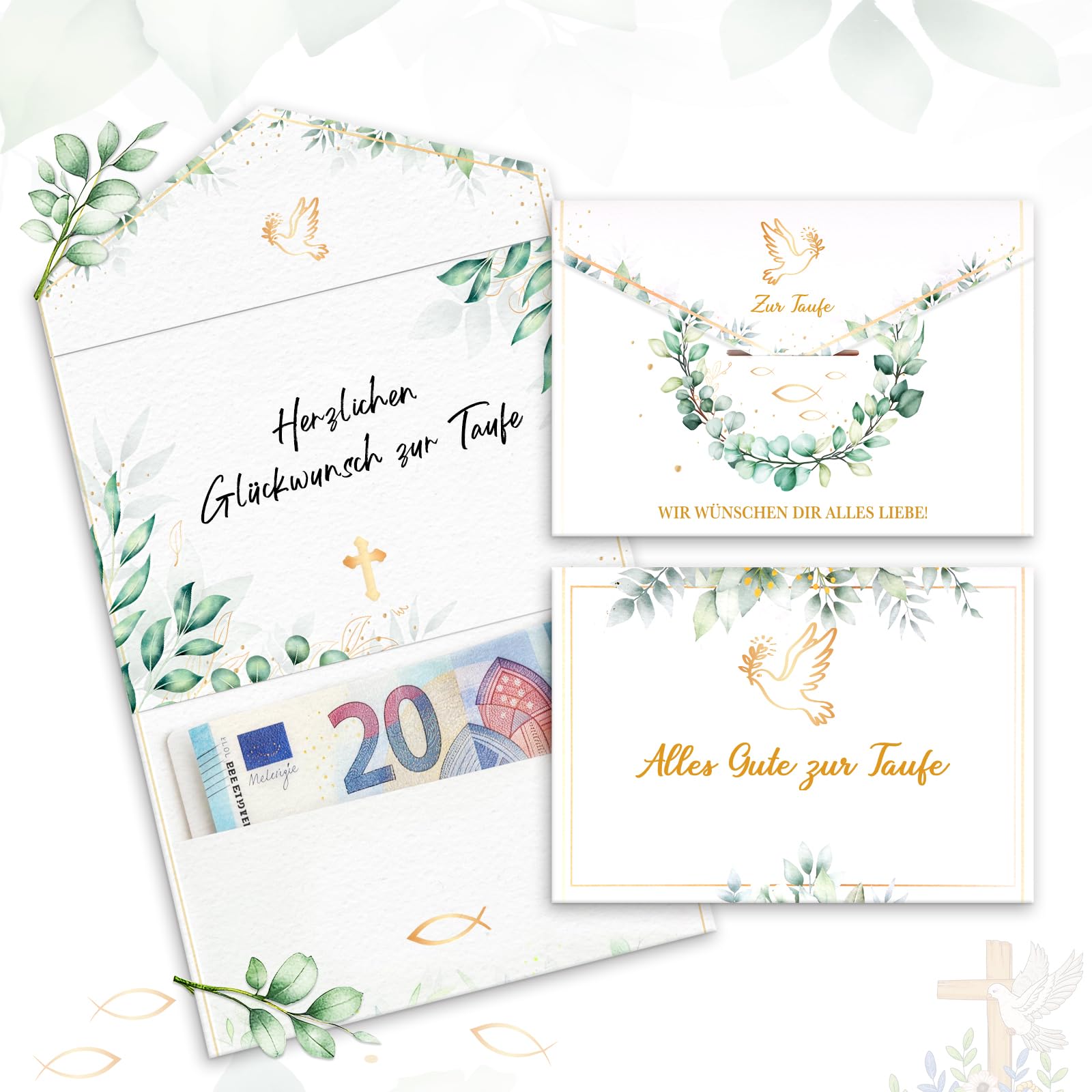 WenmthG Geldgeschenk Taufe Verpackung – Taufeskarte Geschenke für Mädchen & Jungen, Glückwunschkarte zur Taufe, Geldgeschenk Umschlag 16 × 11 cm