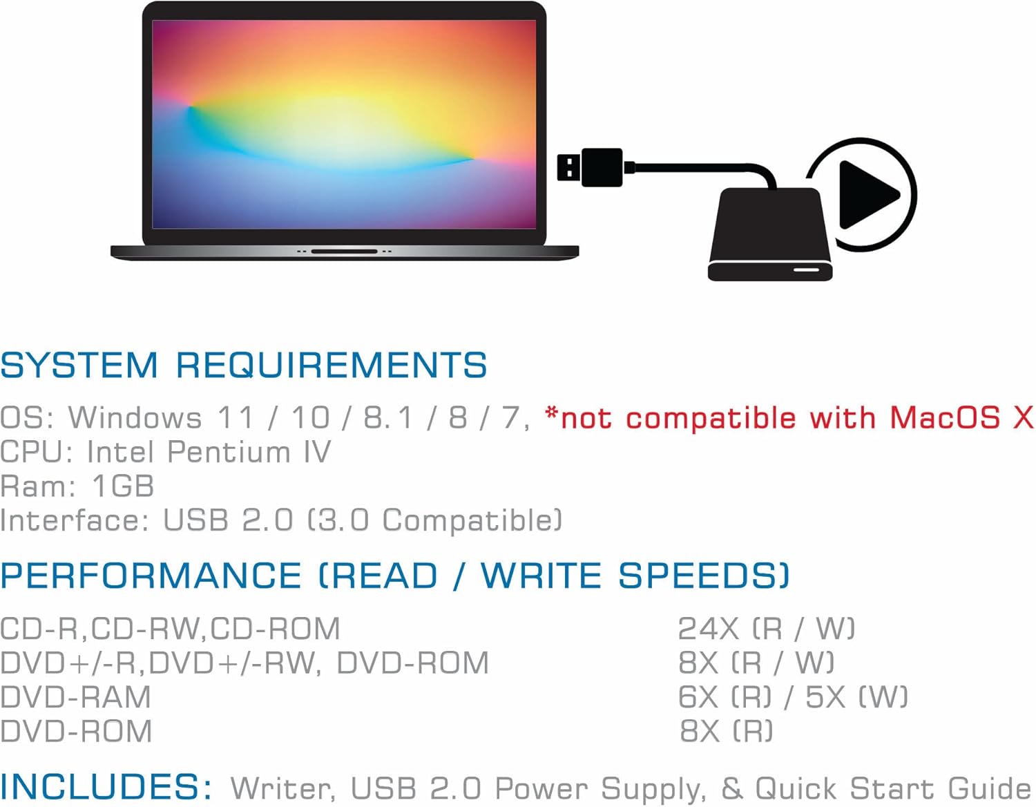Maxell CD/DVD Disc Writer - Easy and Versatile Solution for Copying, Backing Up, Watching, and Listening
