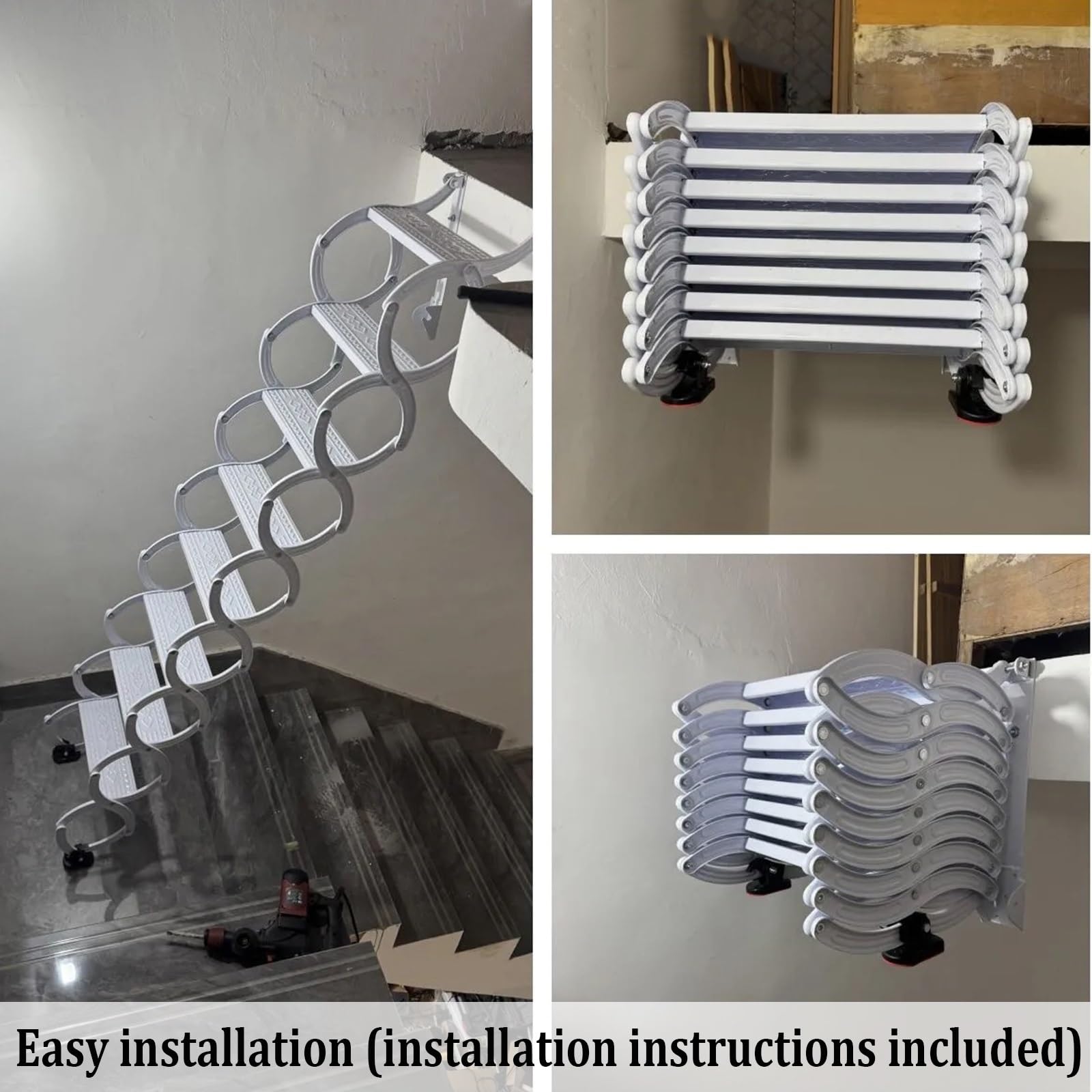 Escalera Plegable de Pared, Sistema de Escalera telescópica para ático, Escalera retráctil Plegable para altillo con Pedales, Escalera Plegable de Pared para altillo(5 Steps 130cm)
