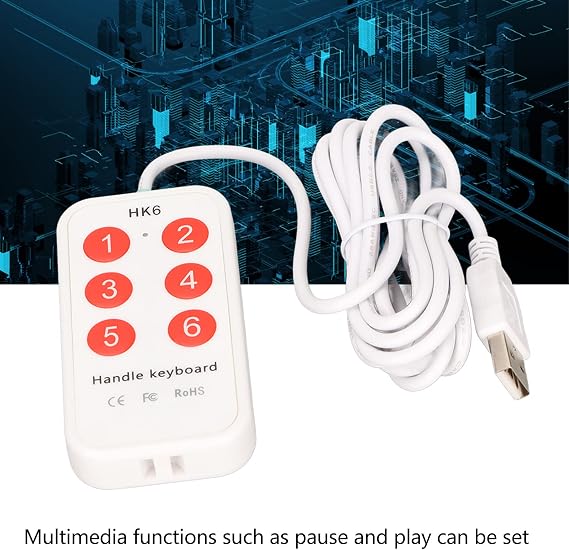 Steering Wheel Keyboard, 6.6ft Wired USB Pocket Keyboard, 6 Keys Programmable Custom Mini Button Keypad Handheld Switch Controller Gaming Laptop User Defined Keyboard