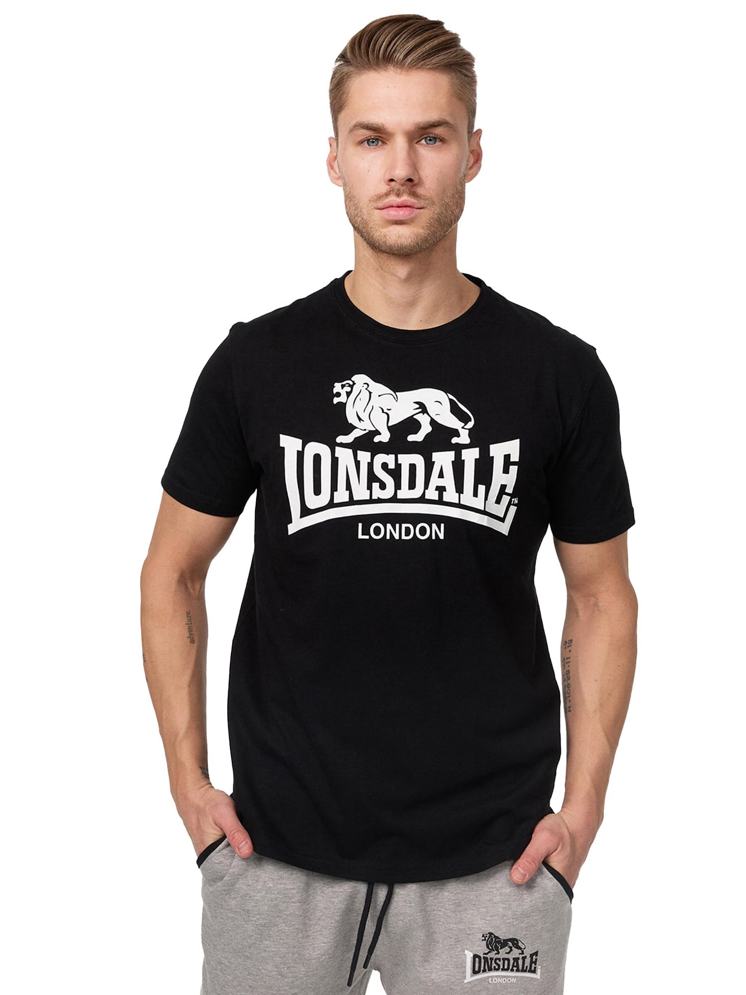 Lonsdale Men's Logo T-Shirt, Black, XXXXX-Large