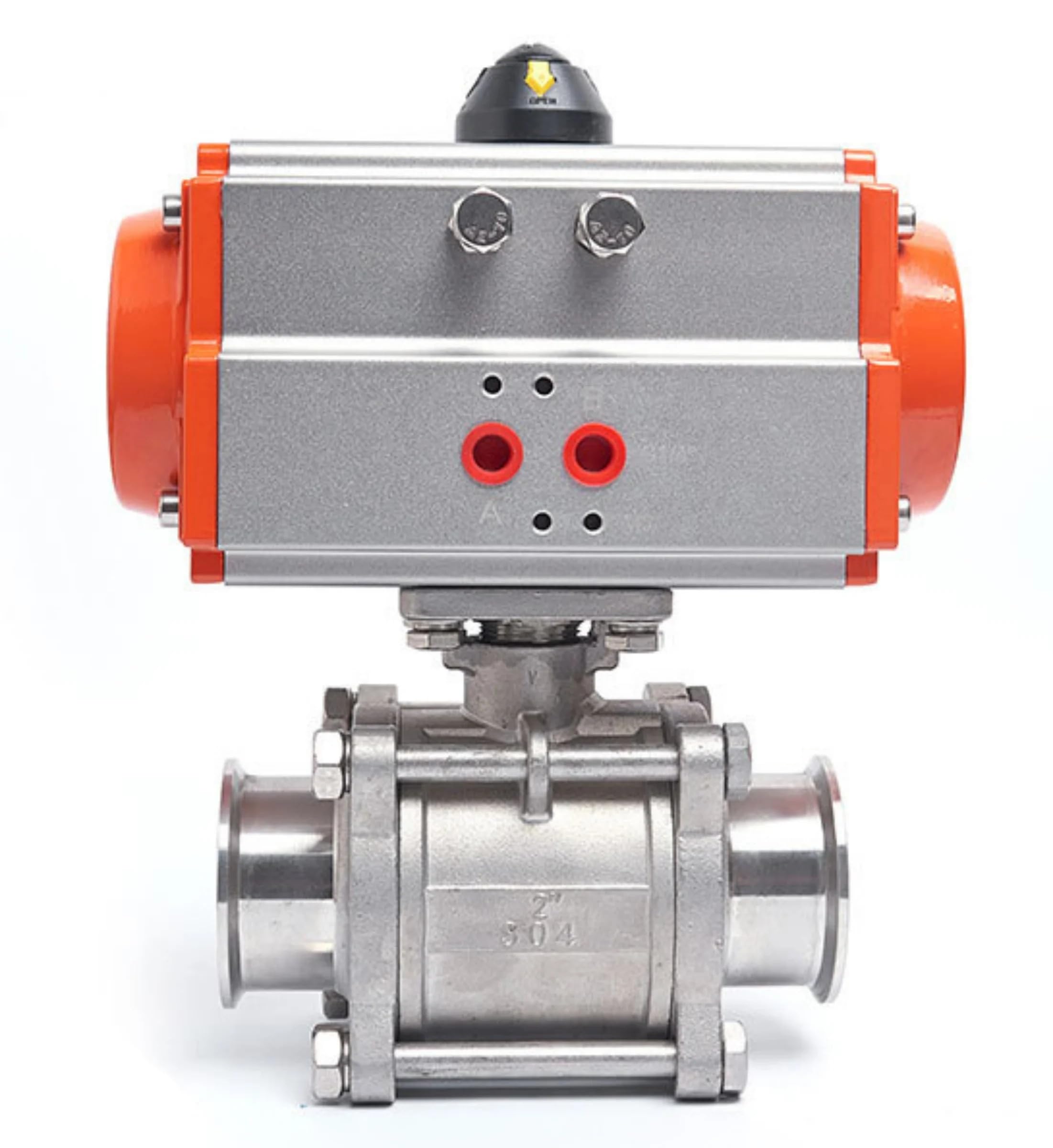 Robinet à boisseau sphérique DN40 vanne pneumatique 3 pièces inox 304