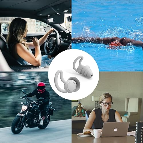 Miniatura 6 de NRR - Tapones para los oídos con reducción de ruido, 40 dB, de silicona, ultra cómodos, reutilizables, para dormir, ronquidos, natación, estudio,