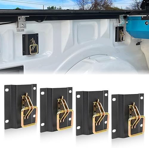 Paquete de 4 accesorios compatibles con Ford F-Series E TrackSistema de amarre E-TrackSoportes de anclajes de amarre de cama, eslabones de caja