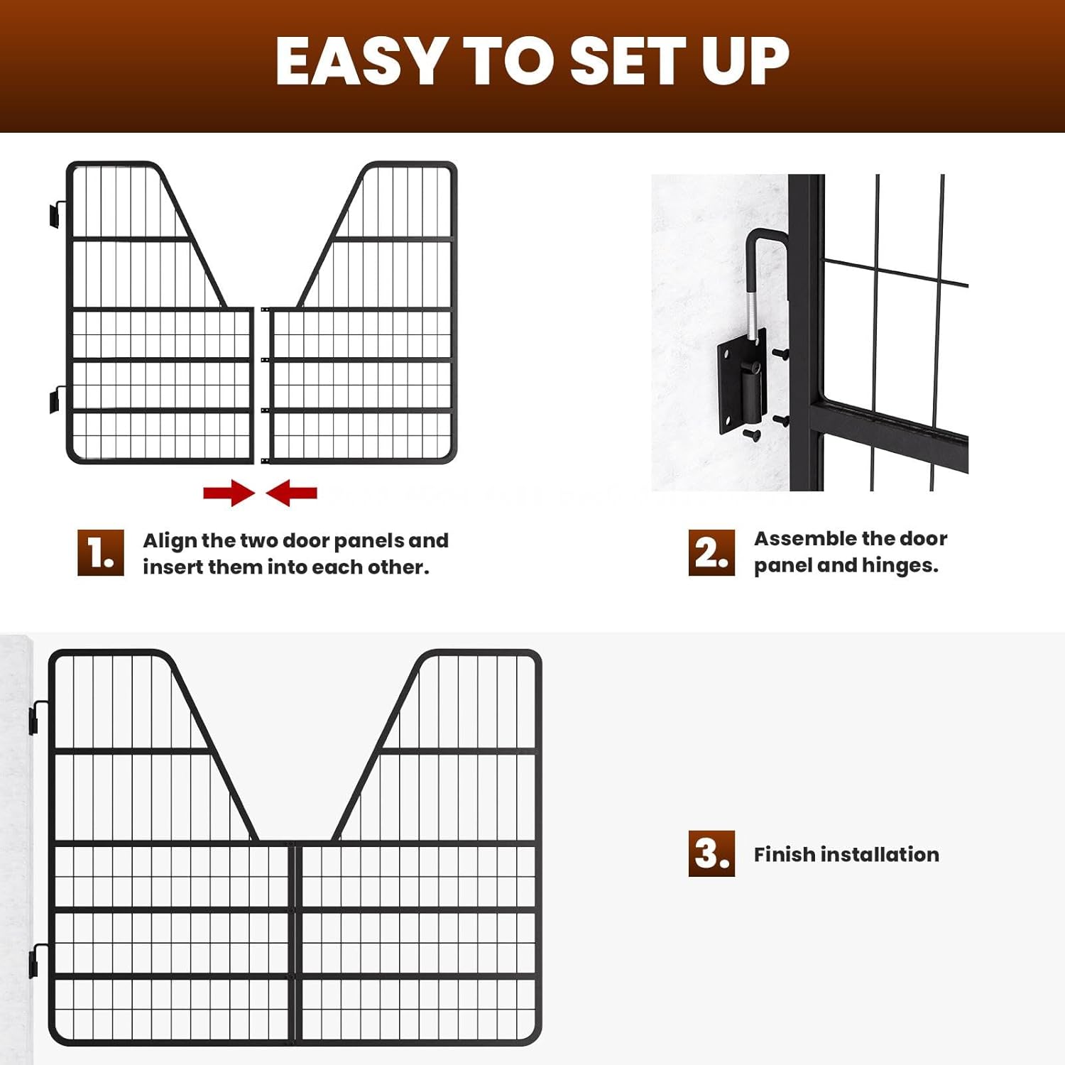 52''W x 42''H Heavy-Duty Steel Stall Guard for Horses, Chew-Proof Horse Stable Gate with 2 Way Swing, Tool-Free Install Horse Stall Doors for Standard Barn Doorways, 3 Layer (52''Wx42''H)