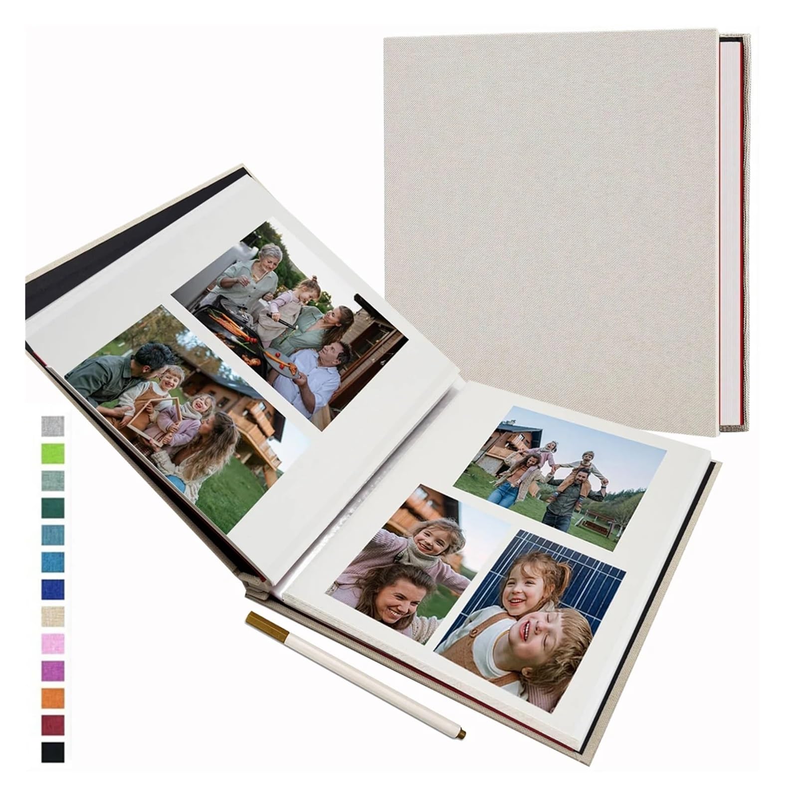 Album Fotos 1pc Linen Photo Album Self Adhesive Scrapbook For 2x3 4x6 5x7 8x10 Pictures DIY Book Birthday Gifts For Women Mom(Red-A)
