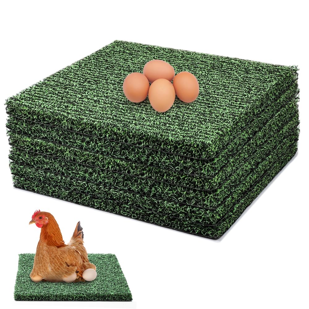 Kalekey 8 Pack Nesting Pads for Chicken Coop, 12"x12" Chicken Nesting Box Pads for Laying Eggs, Washable Nest Box Pads for Chicken Hen Small Pets on Garden Lawn Indoor Outdoor (Green)