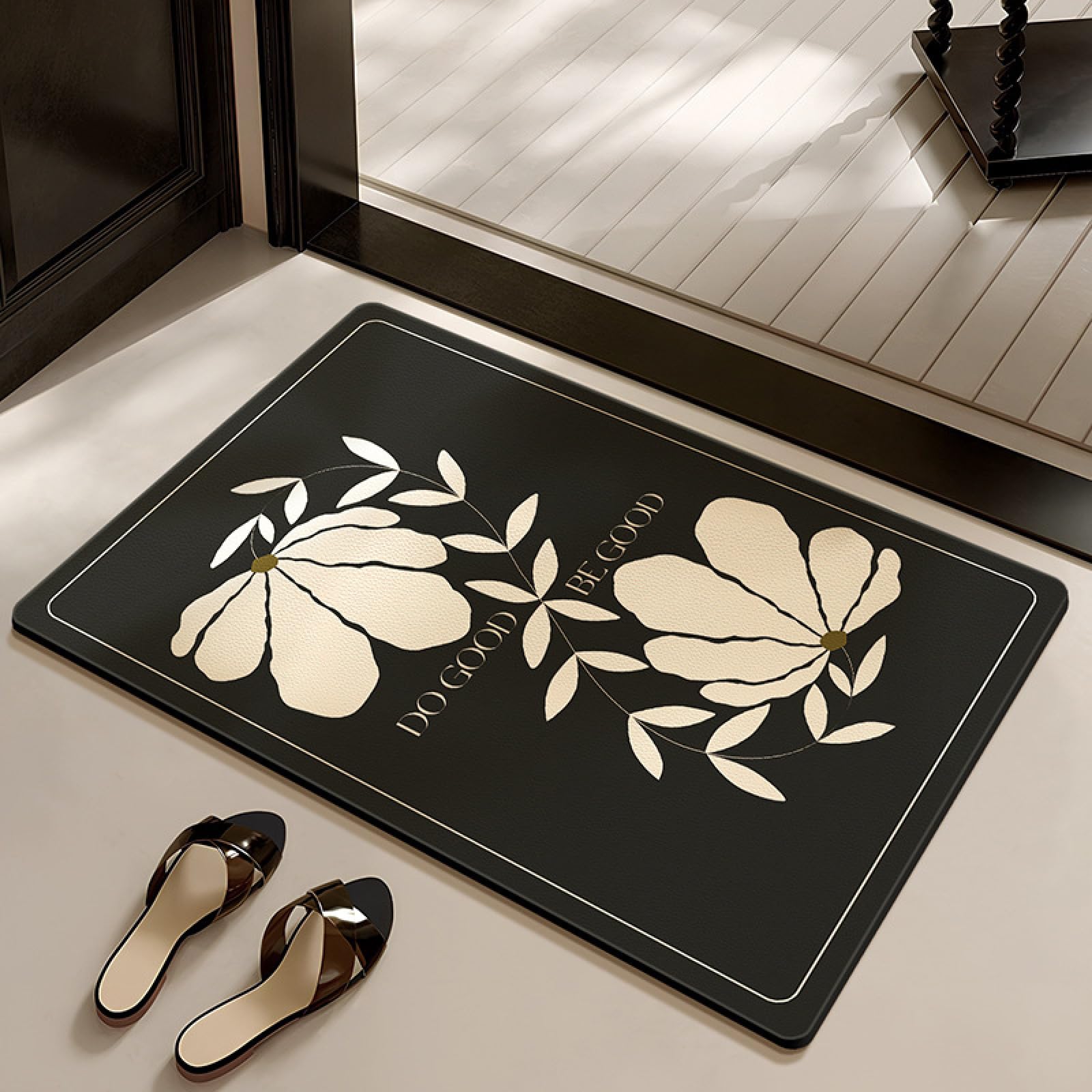 Tapis de bain super absorbant en diatomite fleurie 80x120