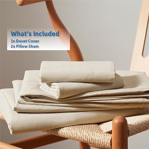 Miniatura 9 de Nestl Juegos de funda de edredón de color beige crema y talla California King, de suave doble cepillado, de 3 piezas, cierre de botón, 1 funda de