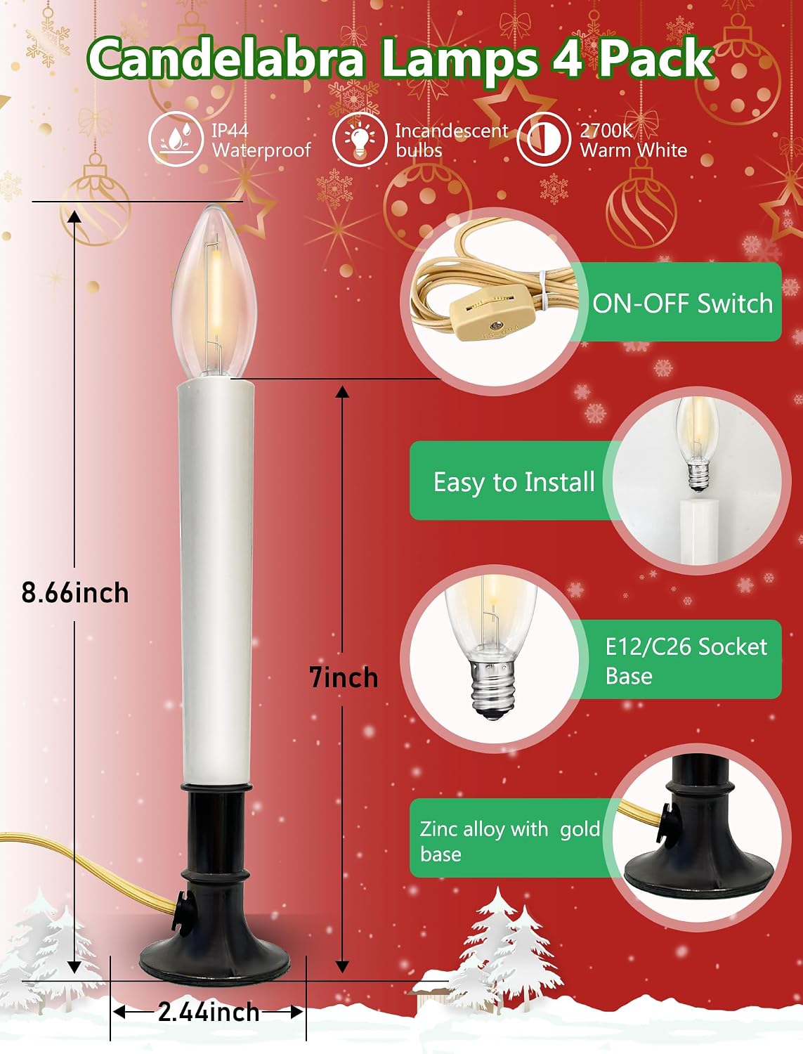 Abeja 4 Pack Electric Christmas Window Candle Lamp image 2