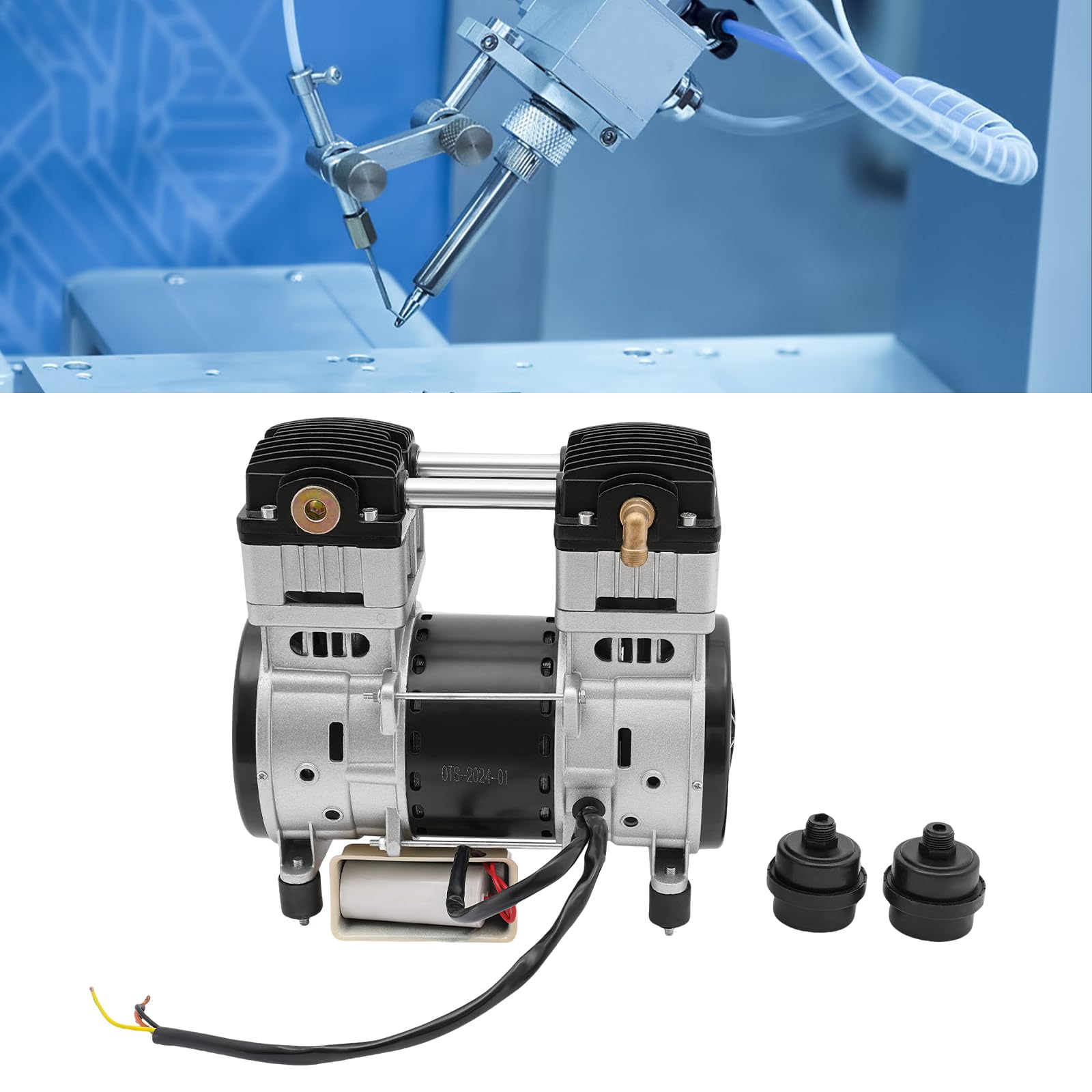 Testa di compressore d'aria con 2 silenziatori, 1500 W, 2800 giri/min, motore Pure Copper per fabbriche, case, riparazione auto 140 l/min
