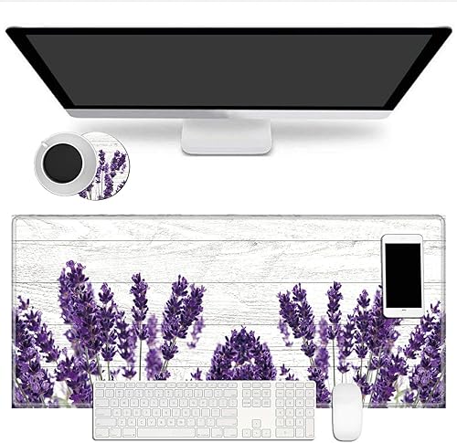 Alfombrilla de mouse extendida grande para videojuegos, 31.5 x 11.8 pulgadas, alfombrilla antideslizante para mouse con bordes cosidos, portavasos