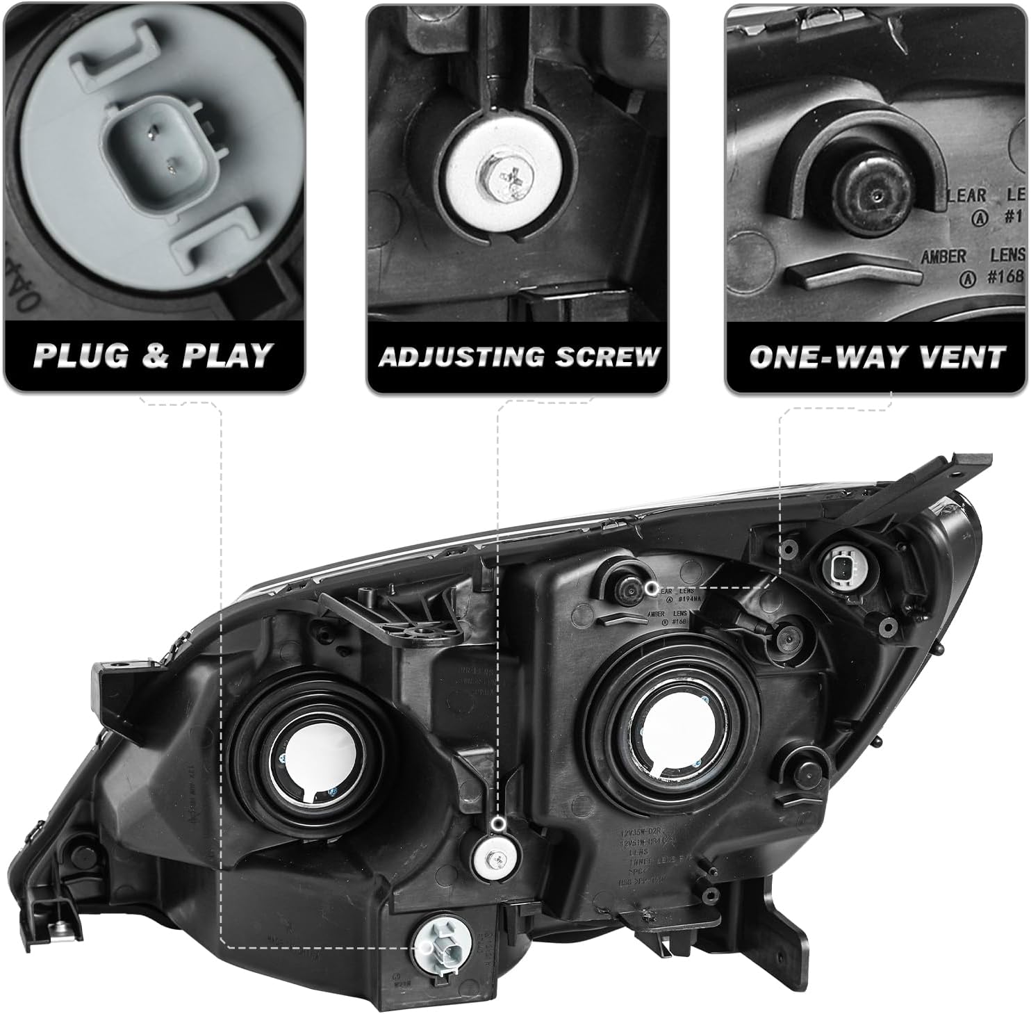 SOCKIR Headlight Assembly for 2005 2006 2007 2008 2009 2010 Honda Odyssey Factory Halogen Headlamp Right Passenger Side