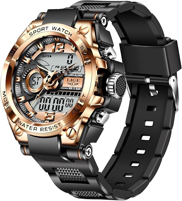 Mens Sports Digital Watches,Outdoor Military Large Face Dial Waterproof Electronic Wrist Watches for Men Tactic LED Alarm Stopwatch
