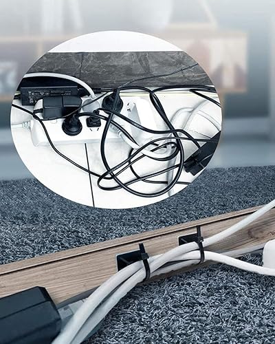 Miniatura 7 de Juego de 60 bridas de cables autoadhesivas con bridas de cremallera de 8 pulgadas, soportes de alambre de 34 pulgadas, cuadrados, tornillos,