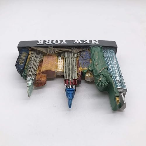 Miniatura 5 de Imán de nevera 3D de Nueva York de Estados Unidos, recuerdos de viaje turísticos, artesanías de resina hechas a mano, calcomanías magnéticas para