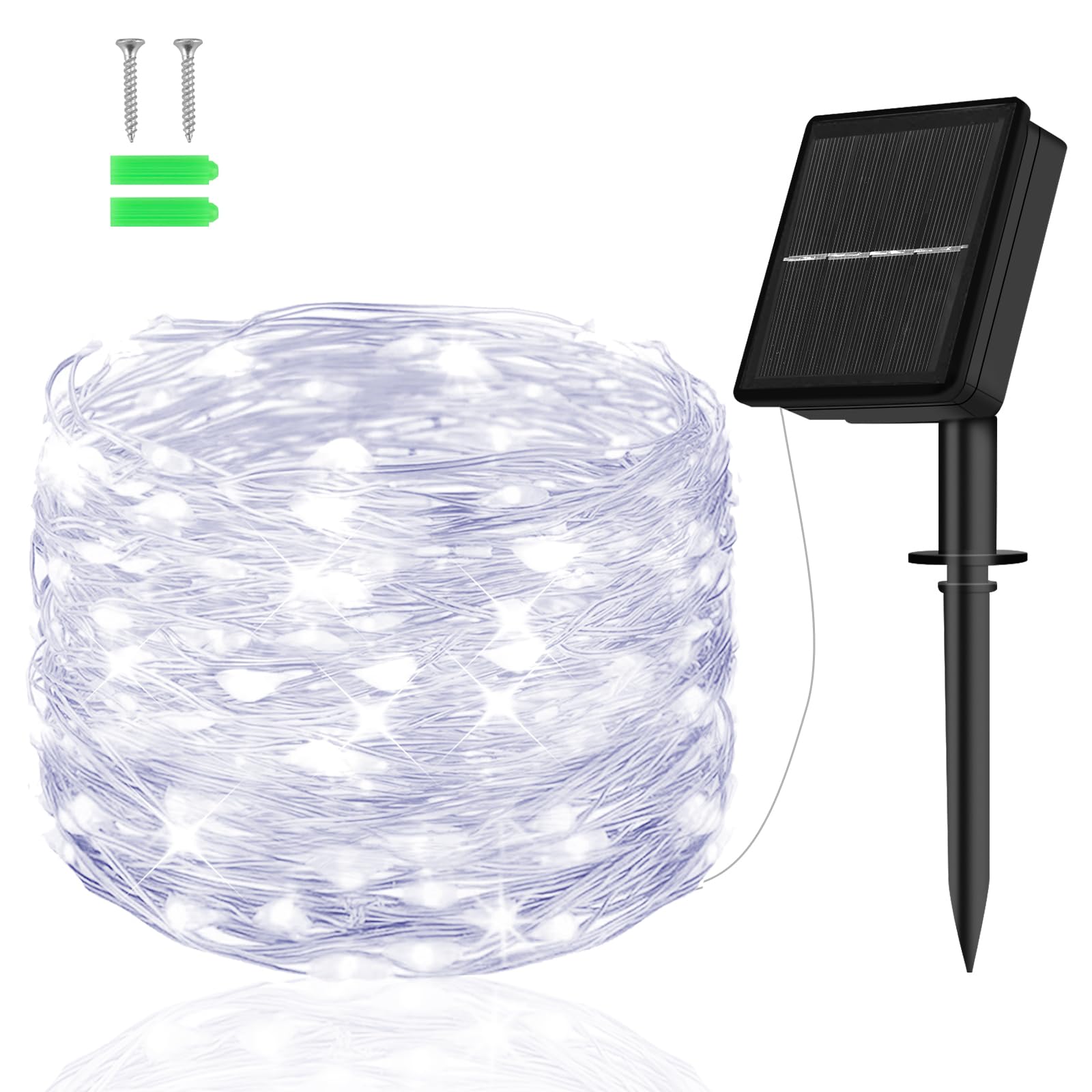 cshare Solar Lichterkette Aussen, 5M 50 LED Kupferdraht 8 Modi Timer IP65 Wetterfest für Hof, Weihnachtsbaum, Garten, Schlafzimmer, Balkon, Tor Innen/Außen Dekorationen (Kaltweiß)