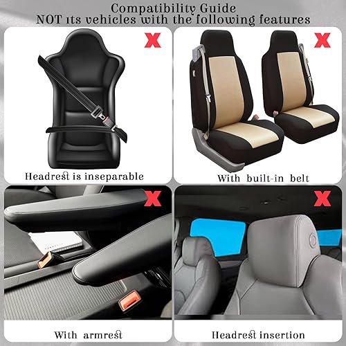 Miniatura 2 de Juego completo de 17 fundas de asiento de automóvil para mujer, ajuste universal, fundas de asiento delantero y trasero, fundas esponjosas de forro