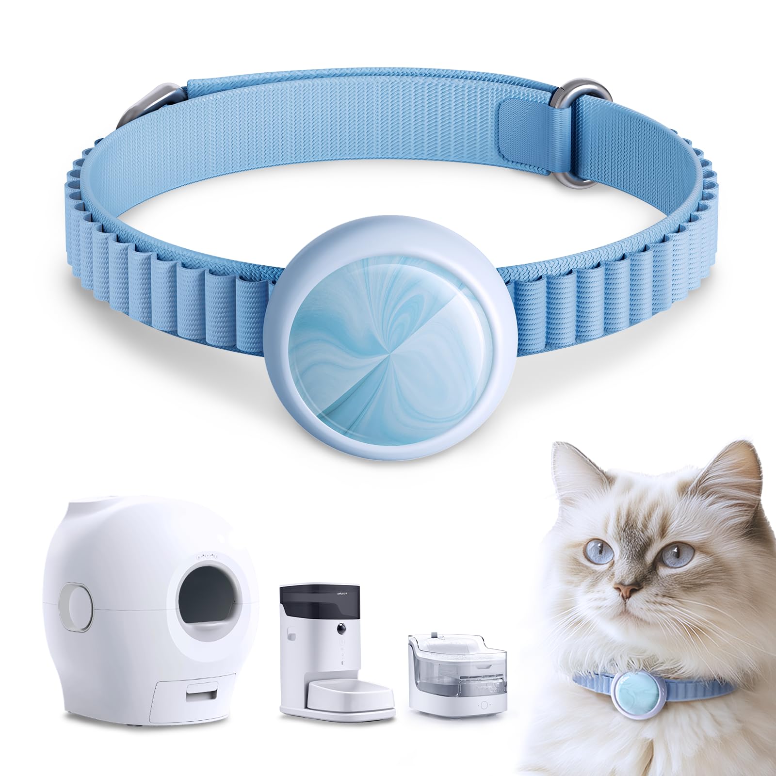 PETGUGU Collare Intelligente Gatto Tracciatore Gatto Monitoraggio di ogni Gatto Per Famiglie con Più Animali Per Fontana Acqua Gatti PF1 Distributore Automatico PF2 Lettiera per Gatti PW5