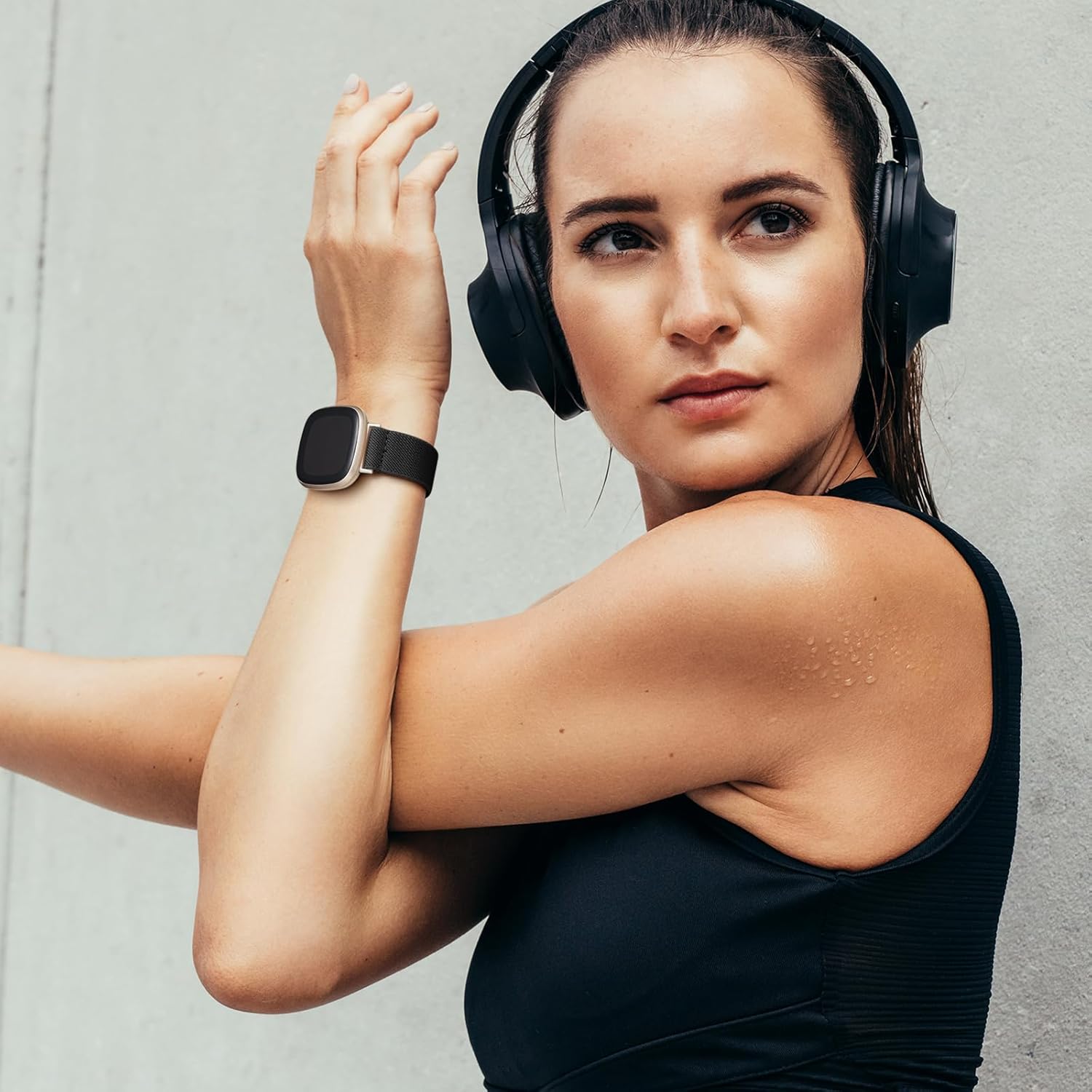 Maledan Bands Compatible with Fitbit Versa 3/ Sense/Versa 4/ Sense 2 Watch Band Men and Women, Adjustable Stretchy Fabric Sport Wristband for Fitbit Versa 3 Watch and Fitbit Sense Smartwatch Bands