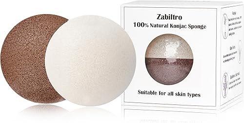 Esponjas faciales naturales de Konjac - Semicírculos - para una limpieza suave de la cara y exfoliación ecológica - Cuidado de la piel - Limpieza de