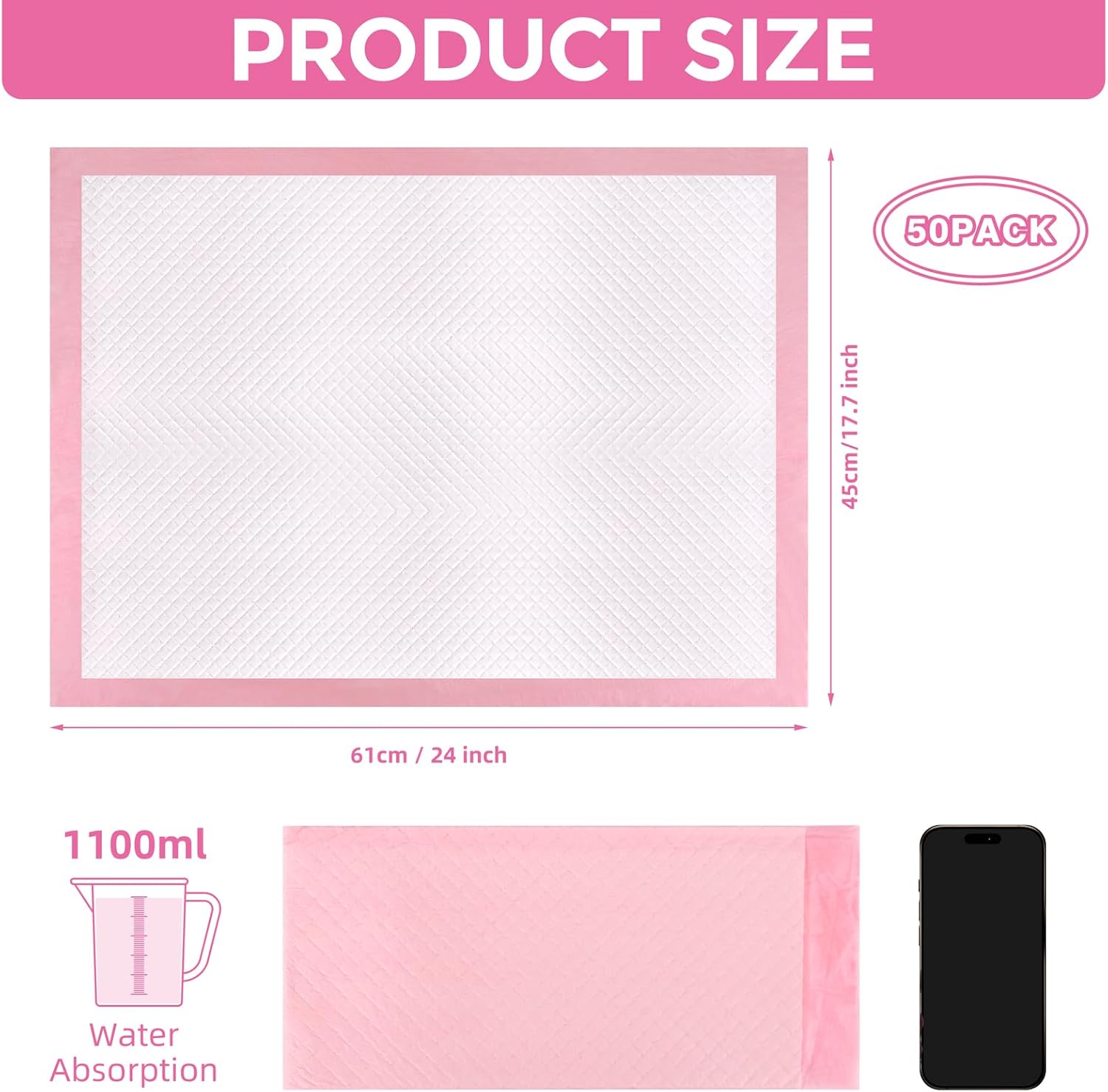 50Pack Disposable Changing Pads for Baby,Breathable Diaper Changing Pad,Absorbent Disposable Baby Changing Pad Liners