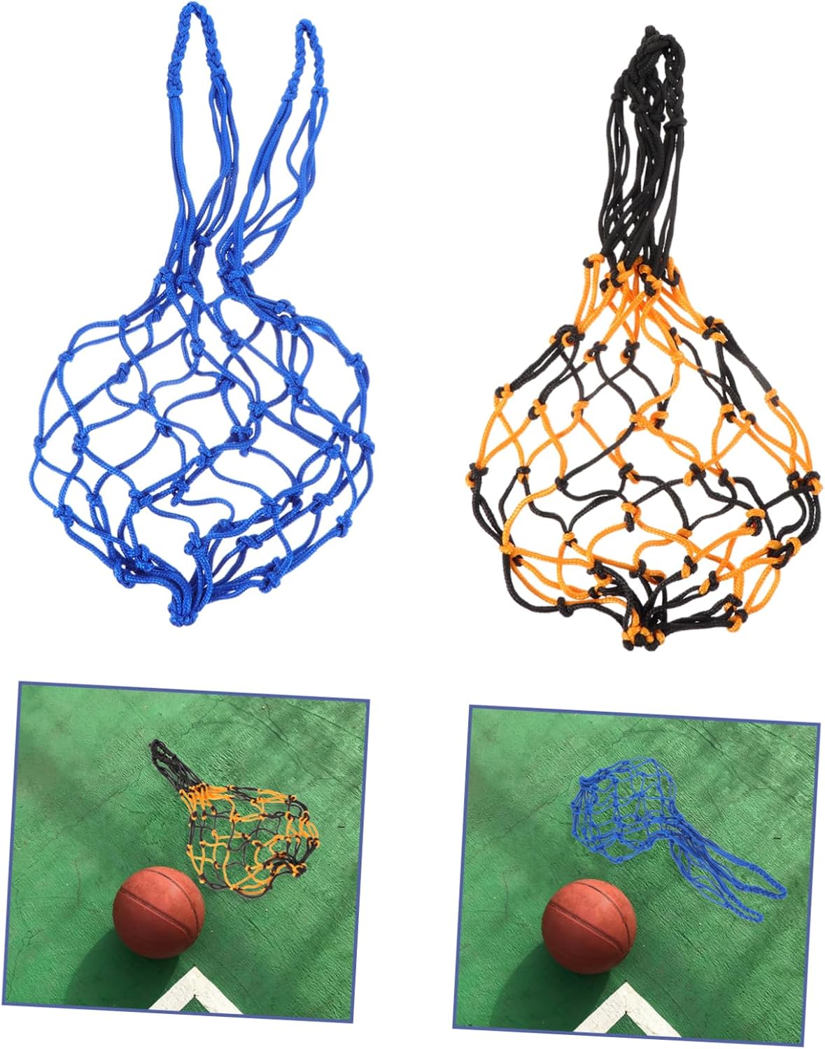 2pcs Soccer Mesh Bags for Balls Storage Durable Sports Equipment Bag for Basketball Football Volleyball Strong Rope Closure for Easy Carrying and Organization