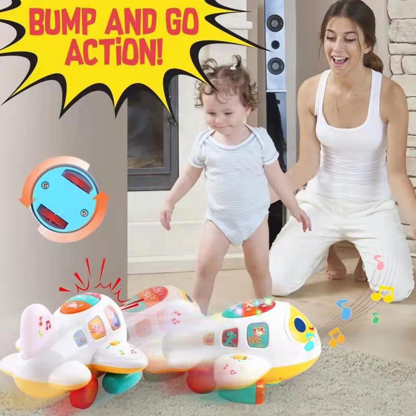 Juguetes Musicales Para Bebés, Juguete Para Gatear Con Sonido Iluminado Para Niños De 6 A 12 Meses Conejo Caminante Automatico Para Evitar