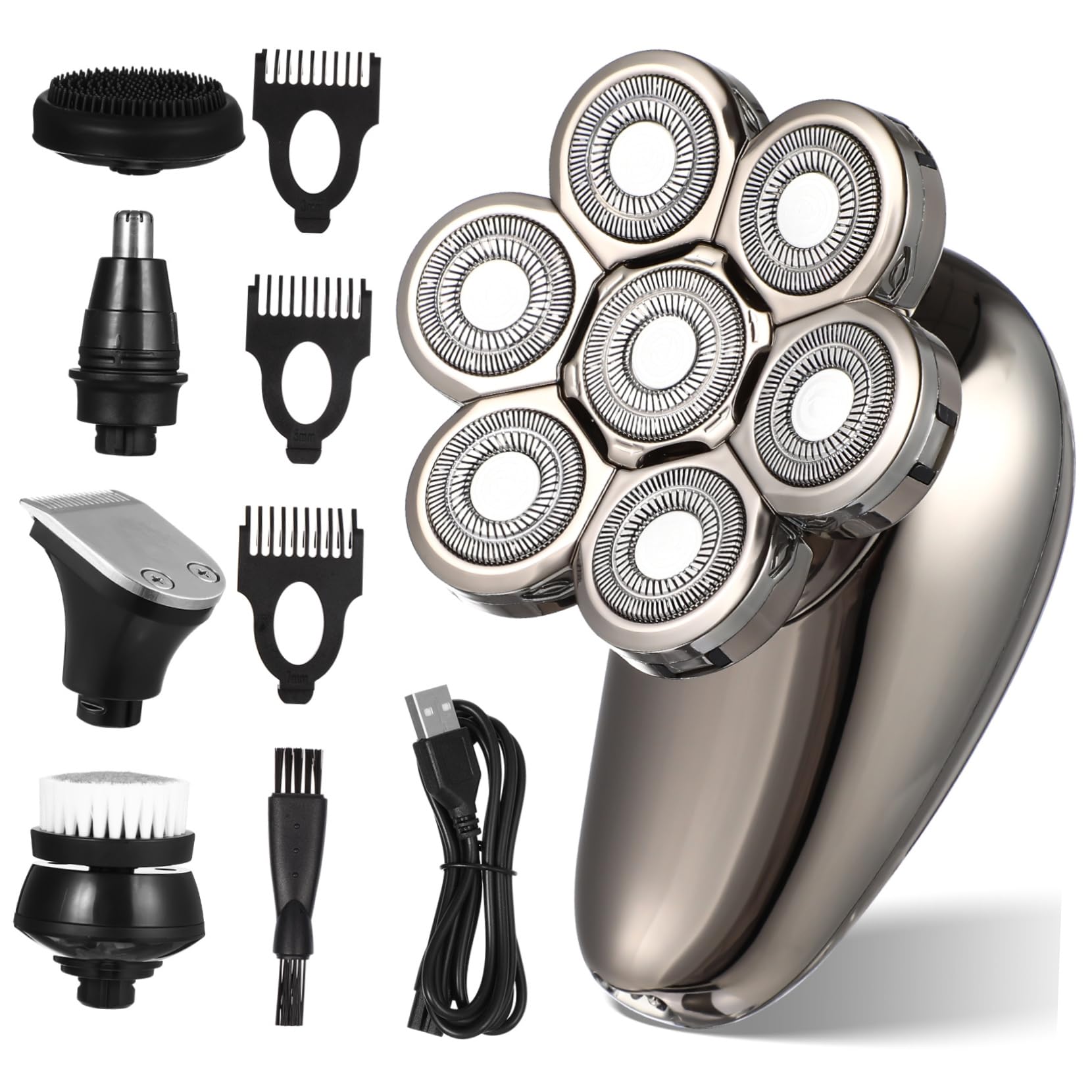 LIFKOME Men's Electric Razor 7-Head Facial Trimmer Beard Kit Electric Face Shaver Travel Shaver