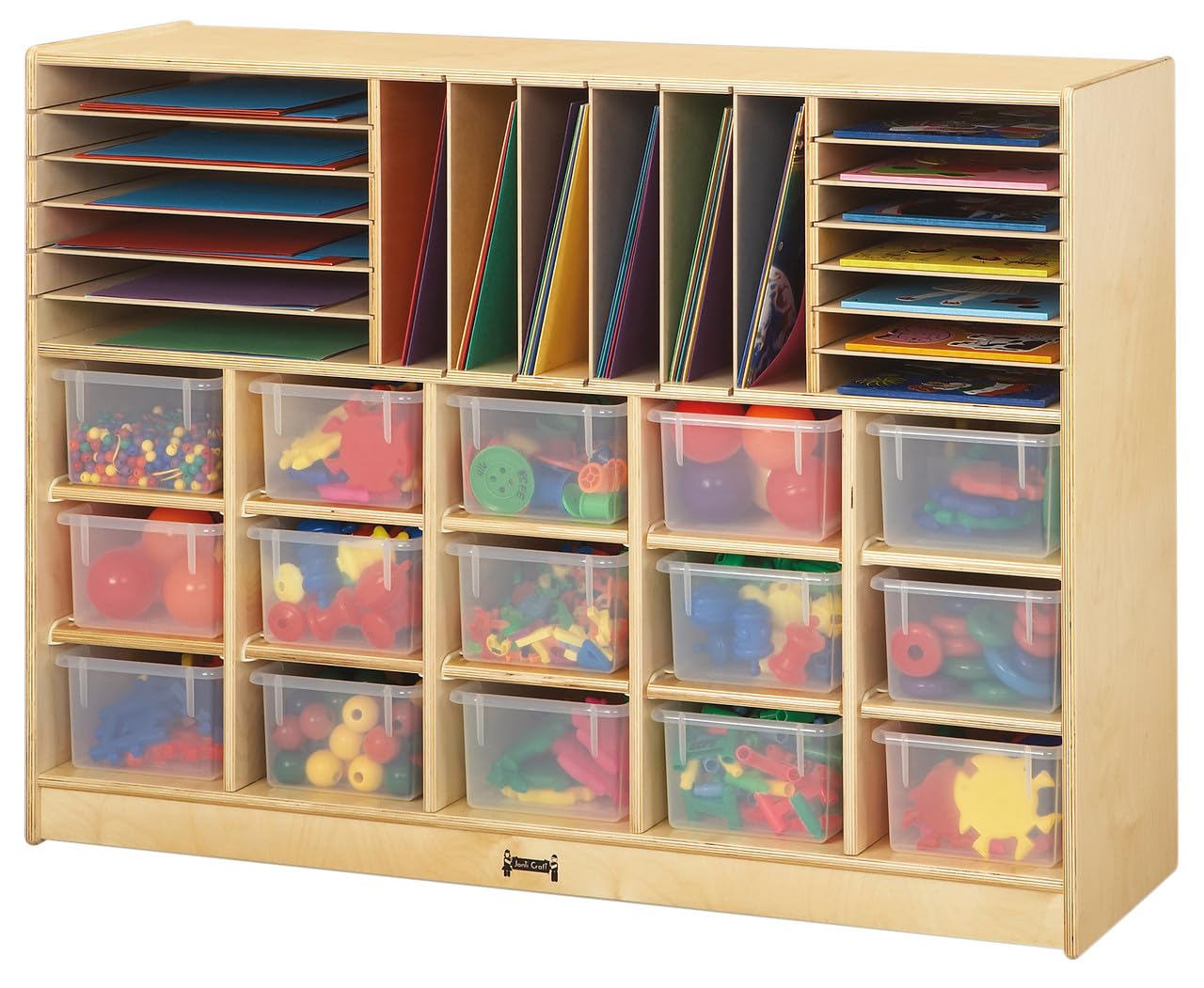 Jonti-Craft Sectional Cubbie Mobile Unit with Clear Trays