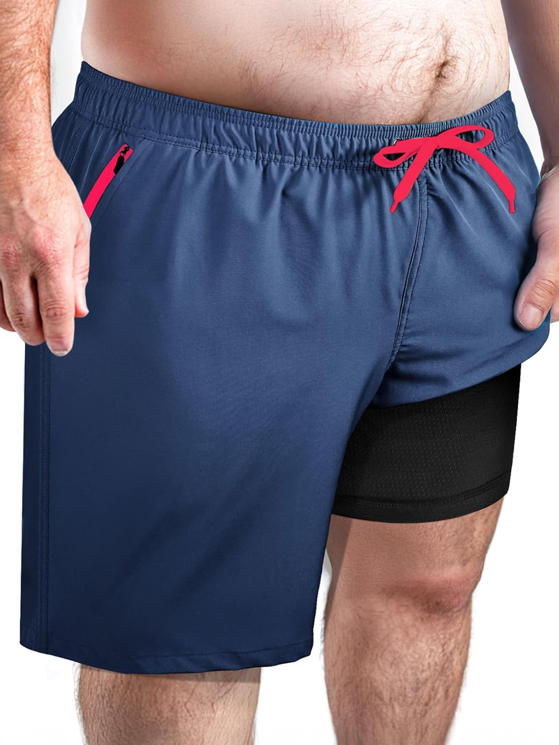 Arcweg Men's Big & Tall Swim Trunks - Quick Dry Board Shorts with Compression Liner & Zipper Pockets (2X-6X)