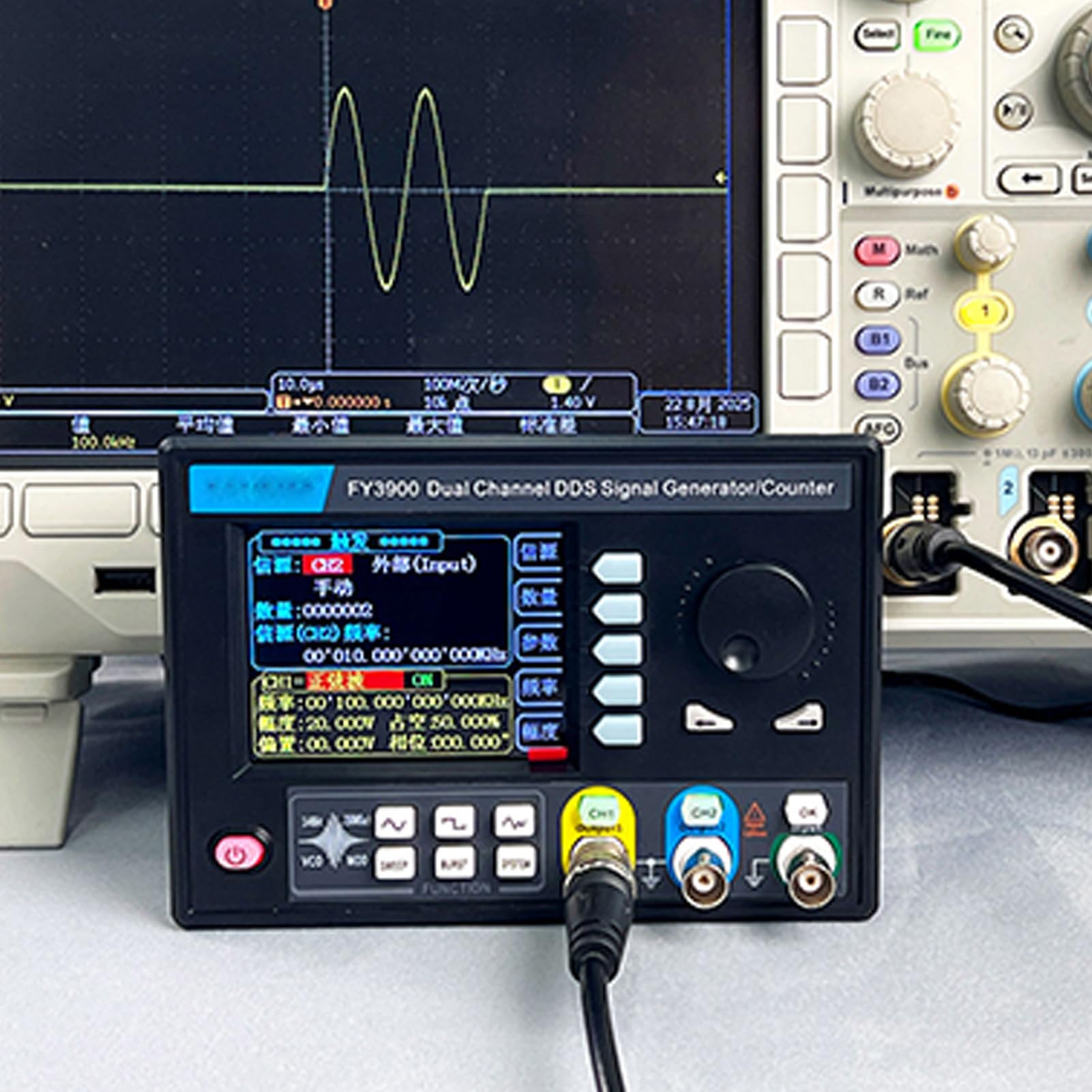 Zweikanal-Signalgenerator, 20 MHz, 3,2-Zoll-LCD-Funktion, Frequenzgenerator mit Abtastrate für Sinus-Rechteck-Pulswellenausgang (EU-Stecker)