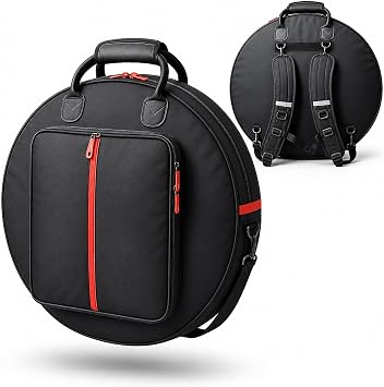 Professional 24" Cymbal Bag 6- Pack with Padded Dividers - Puncture-Resistant Bottom, with Commercial YKK Zippers with drums sticks, accessories pocket Rucksack