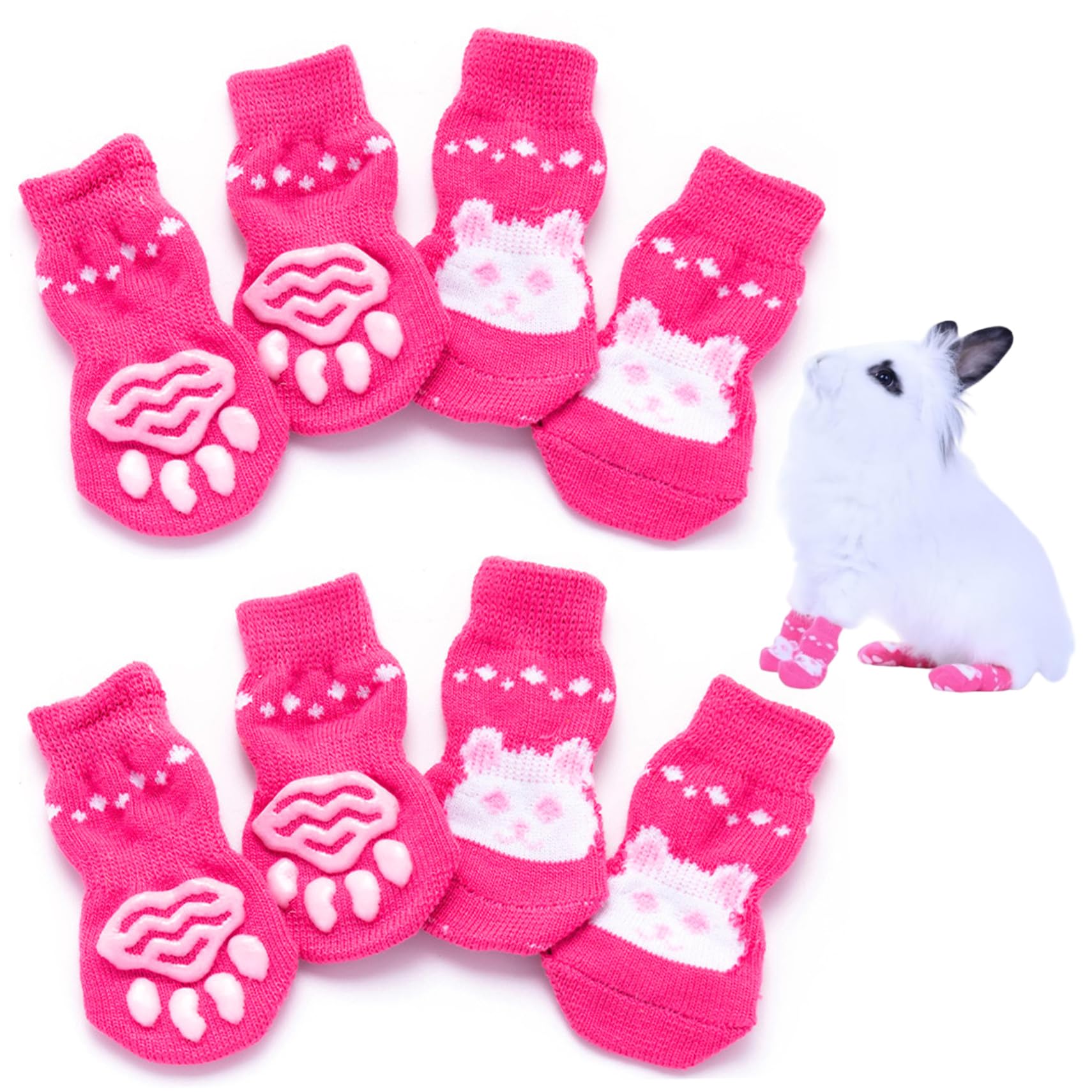 Pet Socks Non Slip Soft Warm Cute Secure Bunny Socks with Grip Rabbit Stuff 8Pcs Dog Puppy Non Slip Dog Rabbit Clothes Bunny Clothes
