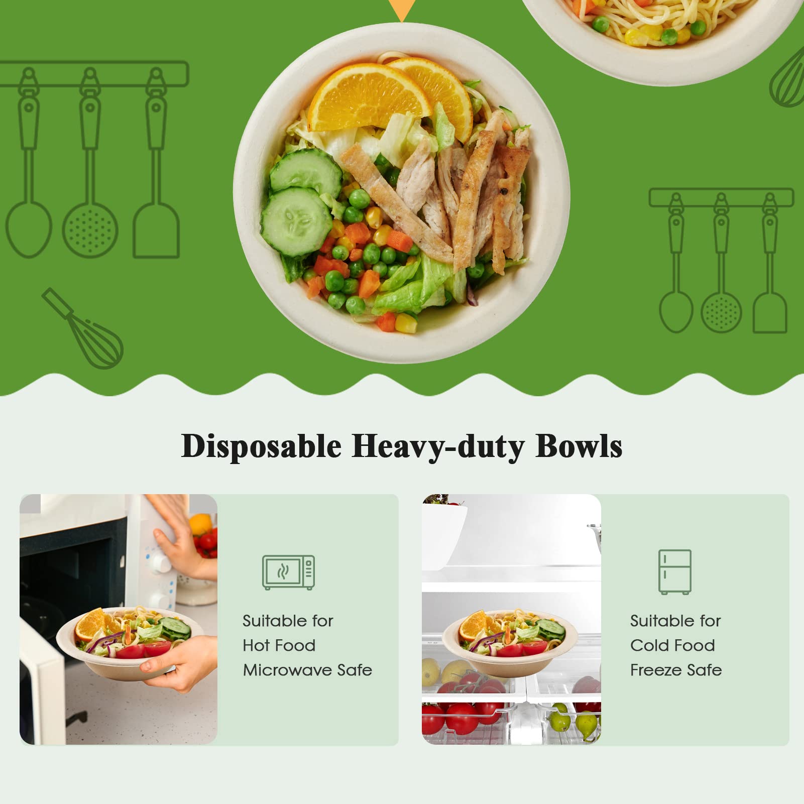 ECOLipak Paquete de 150 cuencos de papel desechables compostables, 453.6 g, bagazo, resistentes, biodegradables, respetuosos con el medio ambiente, cuencos de sopa de caña de azúcar para ensalada y