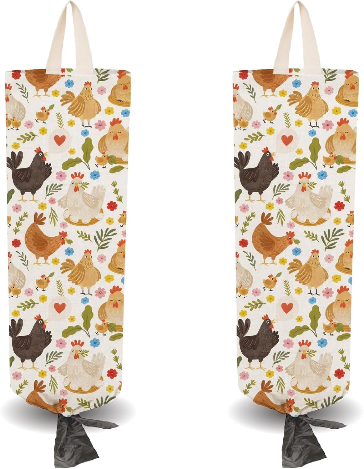 CRASPIRE 2Pcs Chook Plastic Grocery Bag Holder with 4Pcs Hooks Chicken Animal Reusable Wall Mount Heavy Duty Shopping Storage Bag Sack Canvas Waterproof Washable Organizer Dispenser Keeper for Kitchen