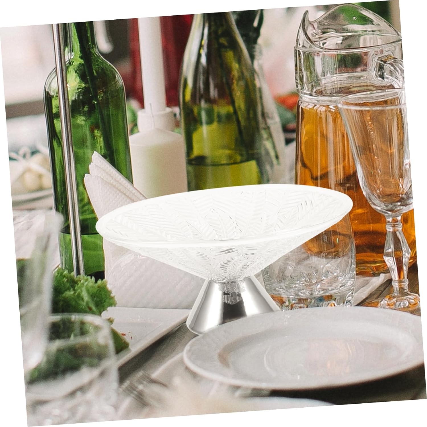 Zerodeko Stylish Glass Fruit Bowl Large Footed Bowl Elegant Snack Plate for Table Centerpiece