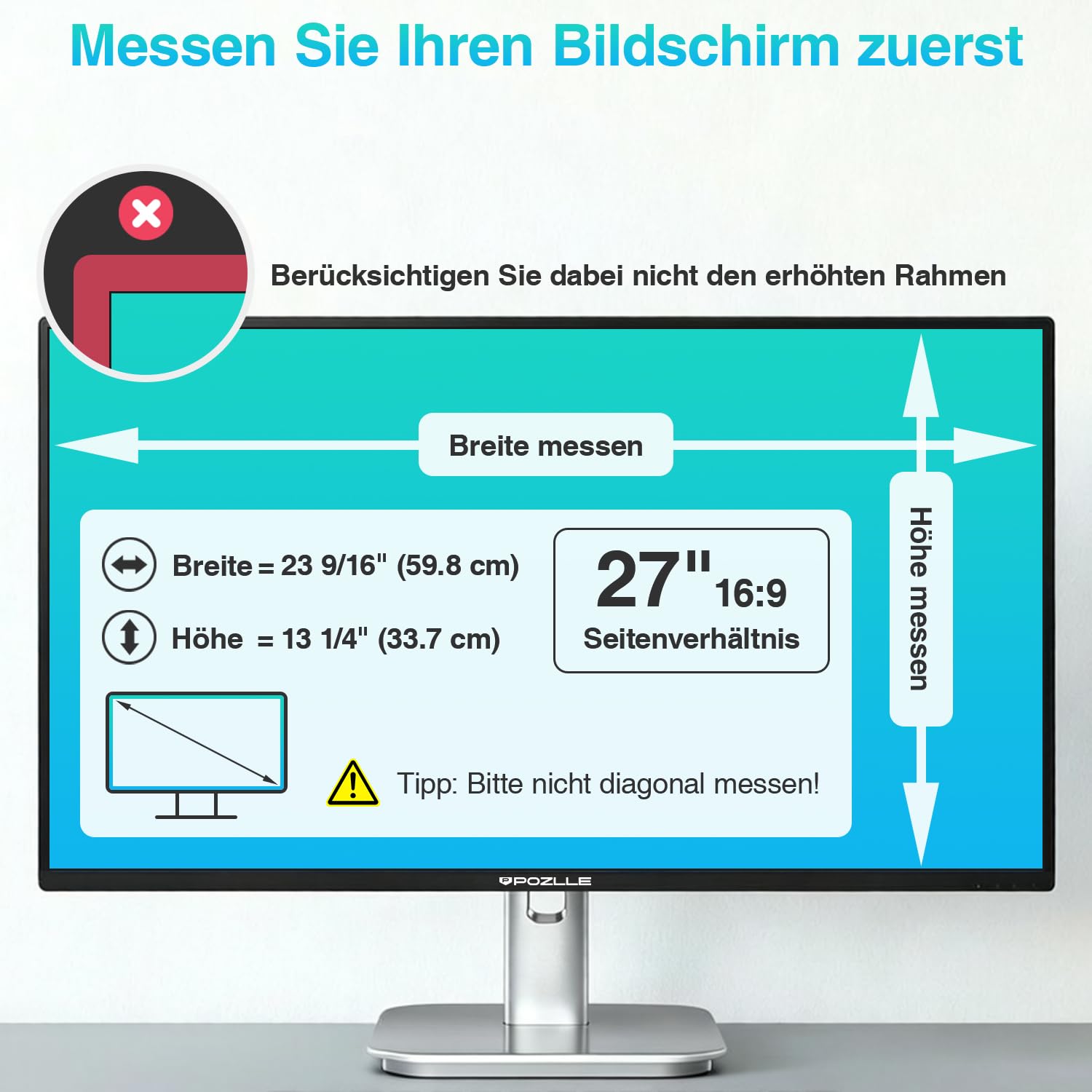 Blickschutzfolie für 27 Zoll 16:9 (59.8 x 33.7 cm) Monitor | Blaulichtfilter, Blendschutz, Abnehmbar Sichtschutzfolie für PC Computermonitore, Blickschutzfilter für Büro