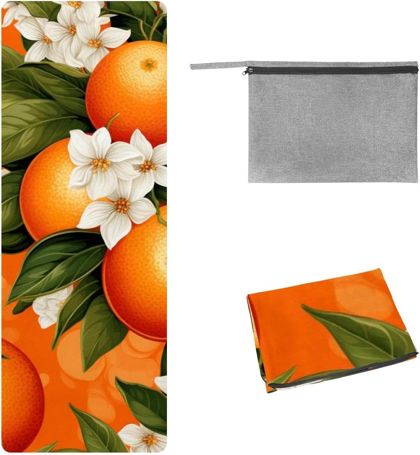 Yoga Towel, Orange Pattern Non Slip Sweat Absorbent Hot Yoga Mat Towel for Hot Yoga, Pilates and Fitness - 72.8" x 26.8"