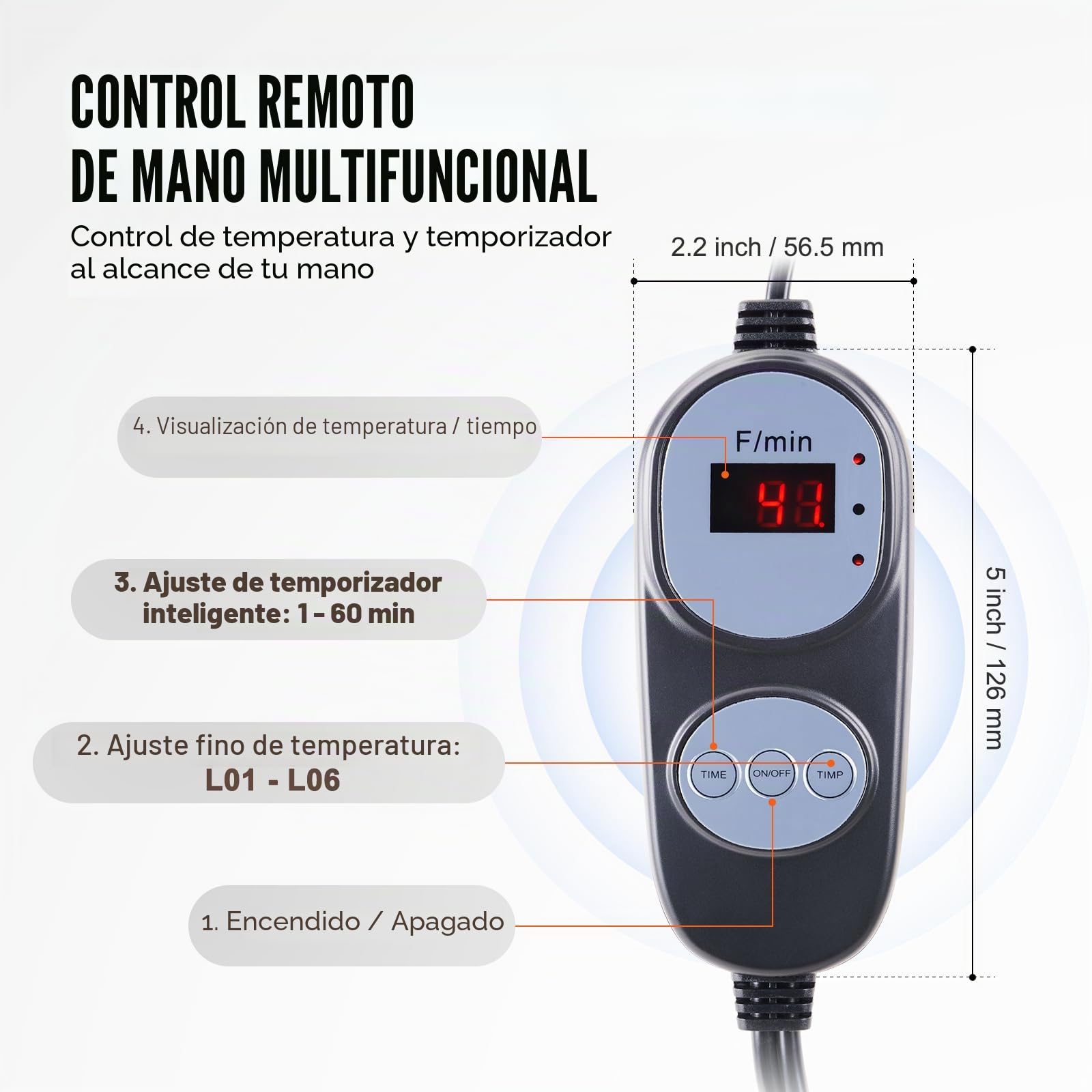 VEVOR Manta de Sauna de Infrarrojos Lejanos 180x80 cm Tela Oxford Temperatura Ajustable 1-6 Niveles 45-80 °C Temporizador de 1-60 min con Orificios para Brazos Bolsas de Sauna para Relajación en Hogar