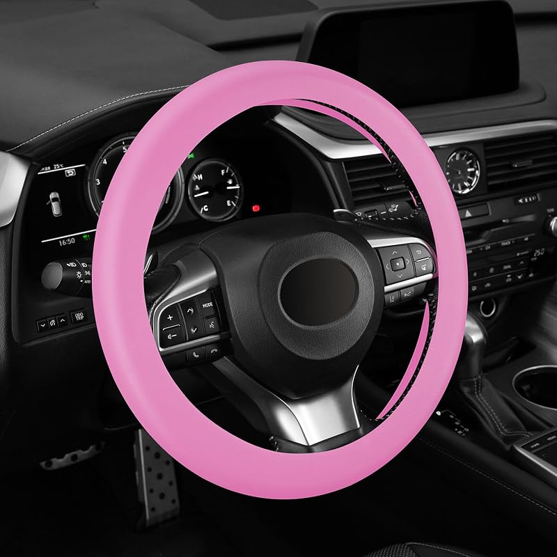 Capa para Volante em Silicone Antiderrapante Rosa para Volantes de 35,6–38,1 cm alpmosn