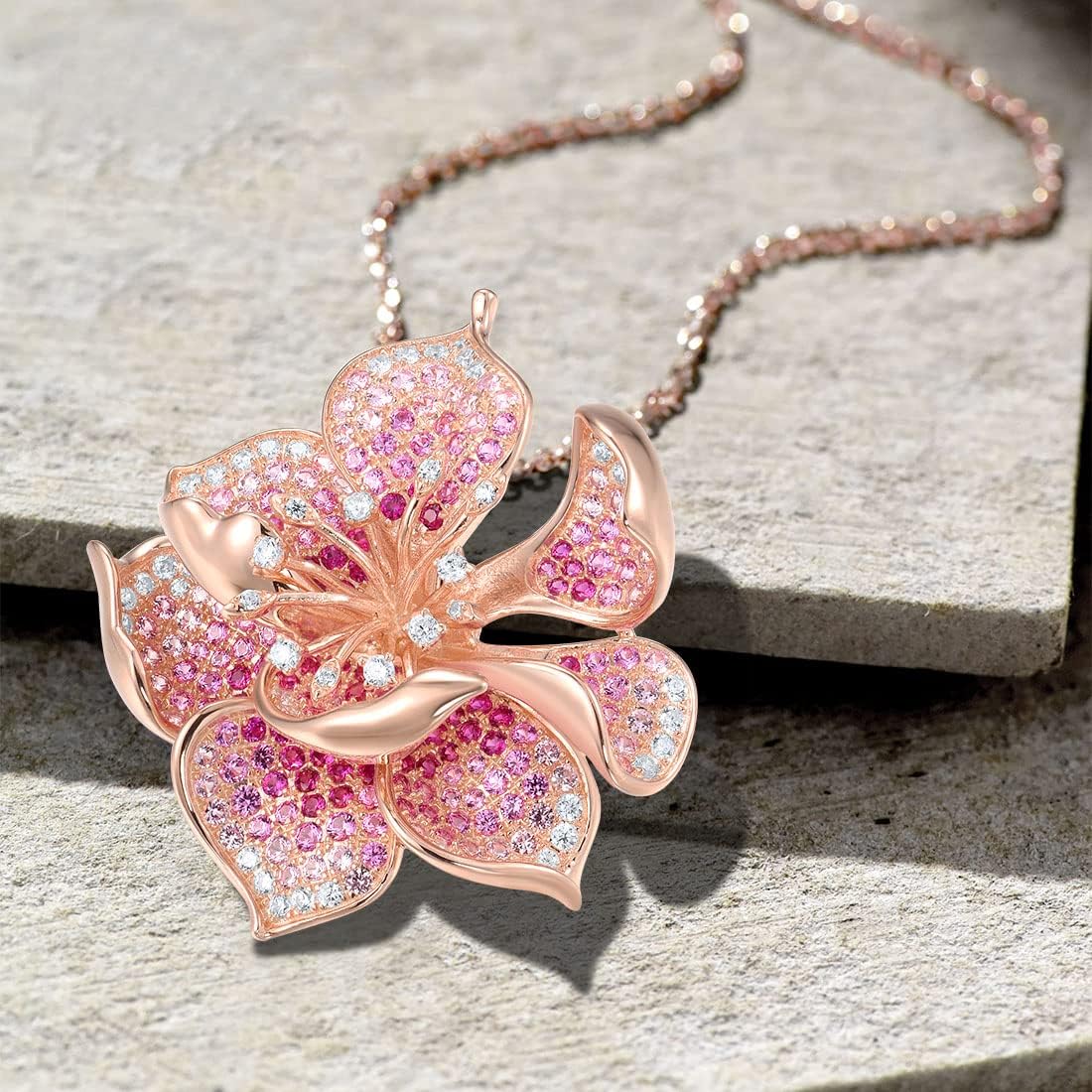 Santuzza Sterling Silver Gemstone Flower Pendant for Women - Image 3