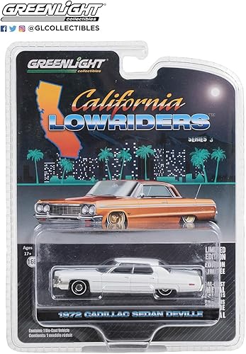Greenlight 63040-D California Lowriders Series 3-1972 Caddy Sedan deVille - Cotillion White escala 1/64