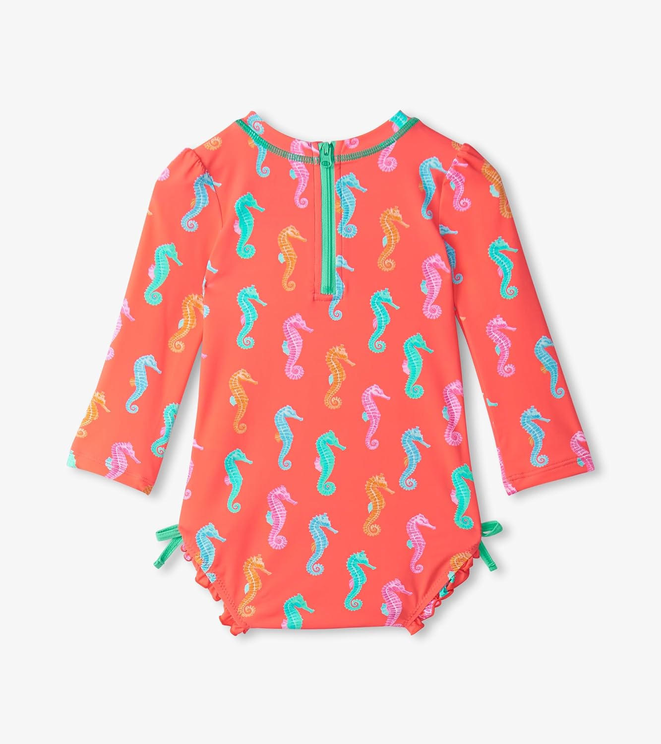 Hatley Baby Girls Swim One Piece Rashguard, Painted Sea Horse, 12-18 Months