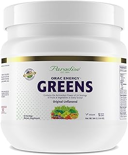 Paradise, ORAC Energy Greens Powder Extract, Super Antioxidants, Probiotics for Gut Health & Digestion, Vitamin C for Immunity, with Spirulina & Chlorella, Non-GMO, Gluten Free, 60 Servings