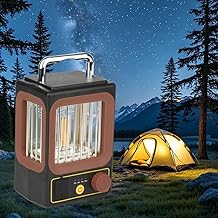 Camping Lanterns Solar Rechargeable, Portable Electric LED Camping Lights Outdoor Hanging Tent Light Vintage Tabletop Lantern Decor Stepless Dimming Waterproof for Camping, Power Outages.