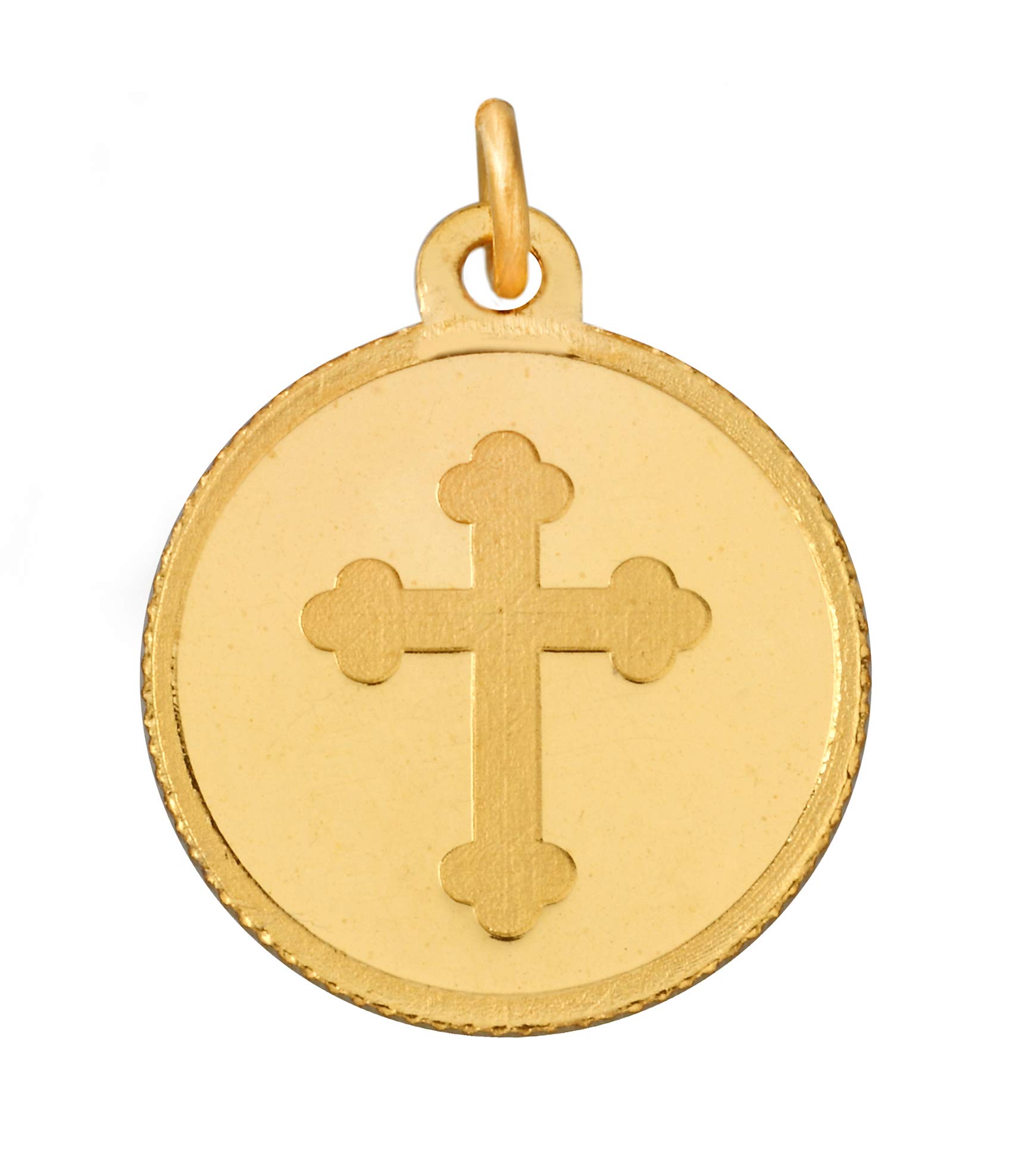 24k (999) Purity 5gm Yellow Gold Cross Round Pendant (without hook)